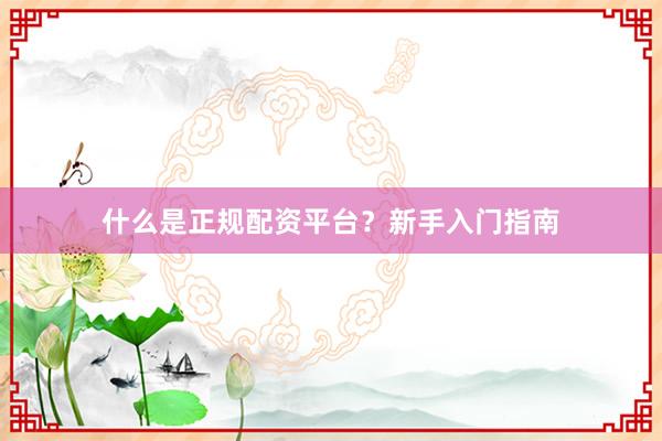 什么是正规配资平台？新手入门指南