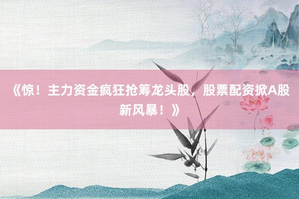《惊！主力资金疯狂抢筹龙头股，股票配资掀A股新风暴！》