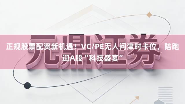 正规股票配资新机遇!VC/PE无人问津时卡位,陪跑迎A股“科技盛宴”