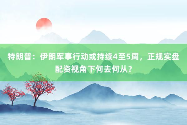 特朗普：伊朗军事行动或持续4至5周，正规实盘配资视角下何去何从？
