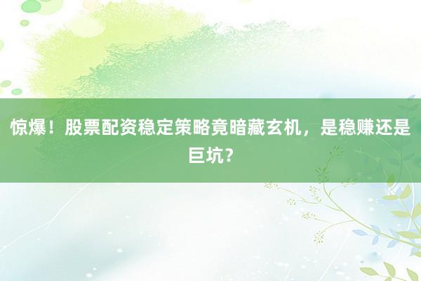 惊爆！股票配资稳定策略竟暗藏玄机，是稳赚还是巨坑？