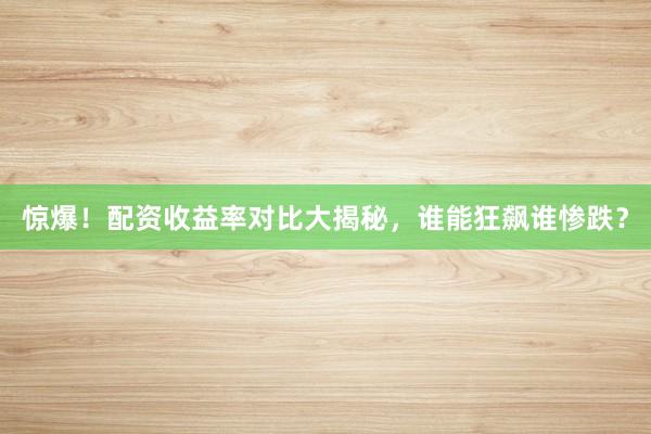 惊爆!配资收益率对比大揭秘,谁能狂飙谁惨跌?