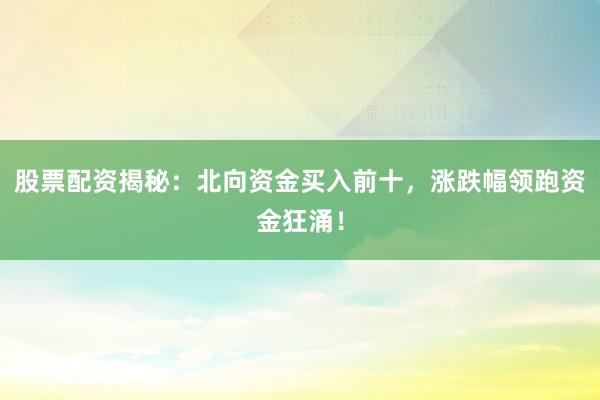 股票配资揭秘：北向资金买入前十，涨跌幅领跑资金狂涌！