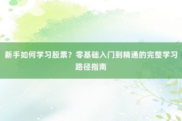 新手如何学习股票?零基础入门到精通的完整学习路径指南