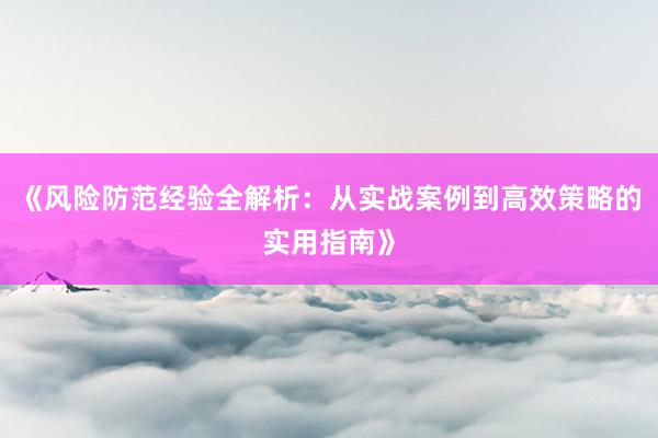 《风险防范经验全解析：从实战案例到高效策略的实用指南》