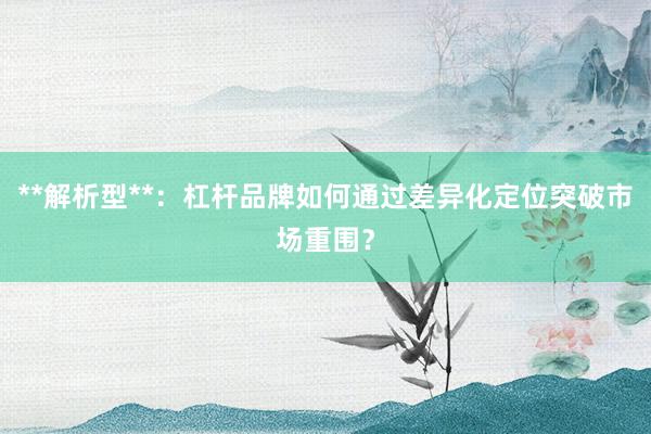 **解析型**：杠杆品牌如何通过差异化定位突破市场重围？