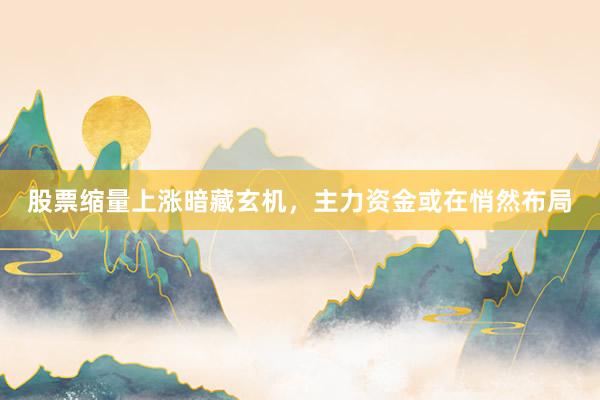 股票缩量上涨暗藏玄机，主力资金或在悄然布局