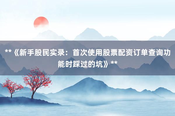 **《新手股民实录:首次使用股票配资订单查询功能时踩过的坑》**
