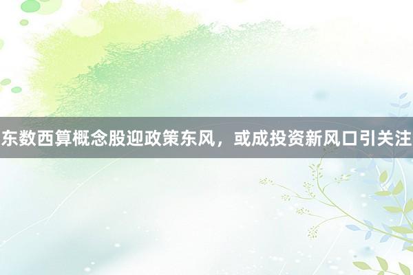 东数西算概念股迎政策东风，或成投资新风口引关注