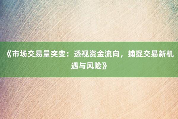 《市场交易量突变：透视资金流向，捕捉交易新机遇与风险》