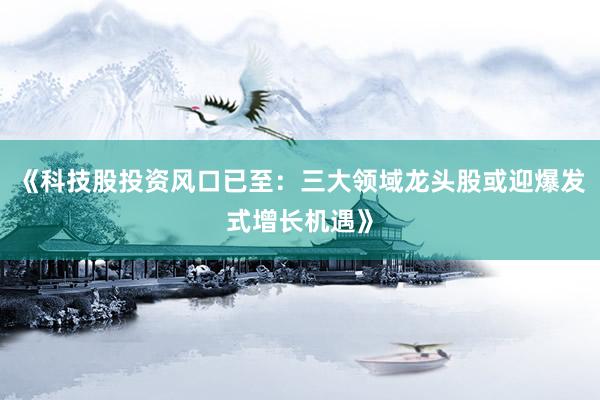 《科技股投资风口已至：三大领域龙头股或迎爆发式增长机遇》