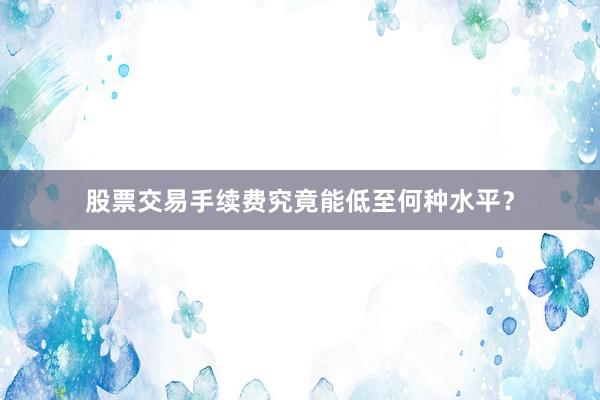 股票交易手续费究竟能低至何种水平？