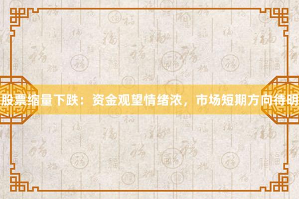 股票缩量下跌:资金观望情绪浓,市场短期方向待明